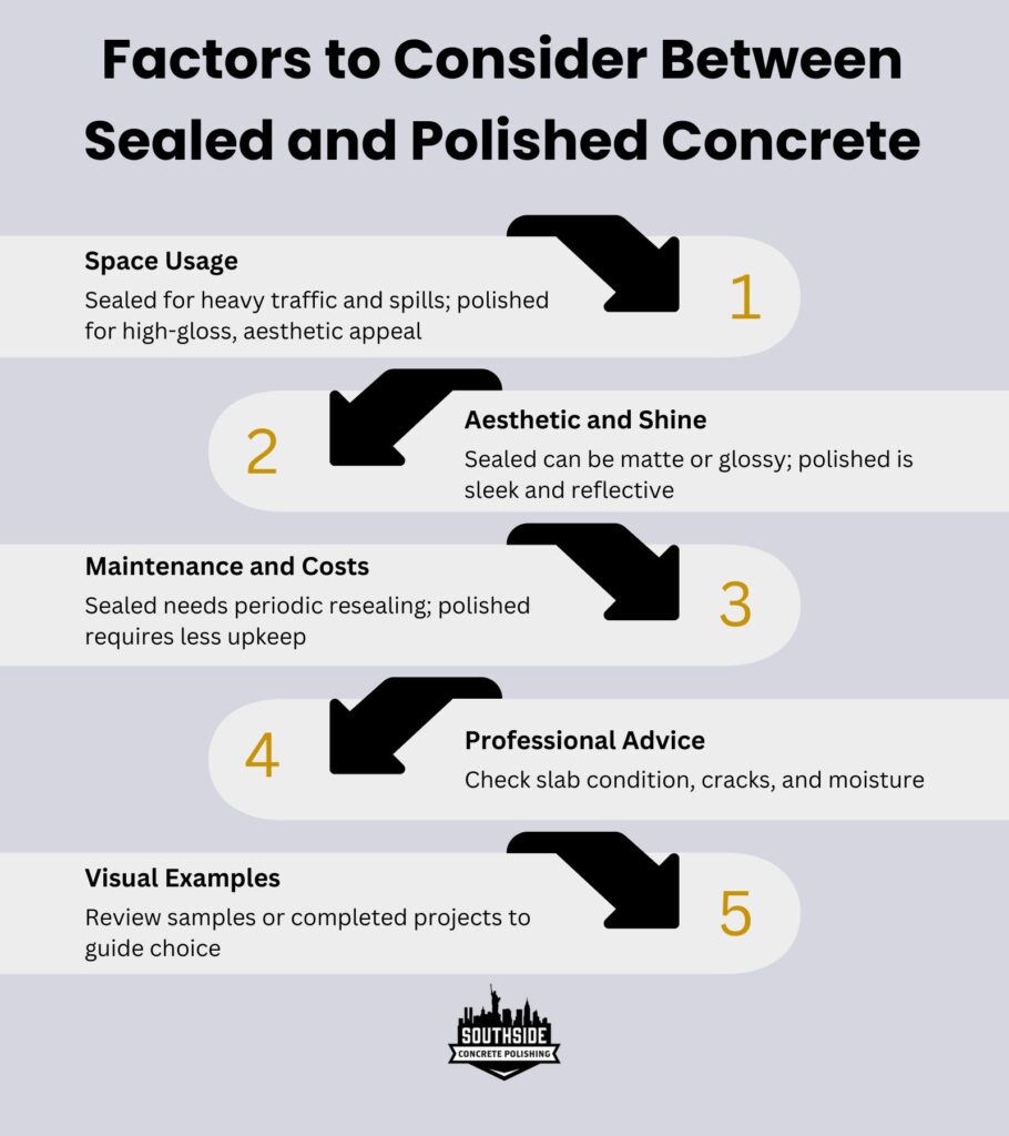 Factors to Consider Between Sealed and Polished Concrete