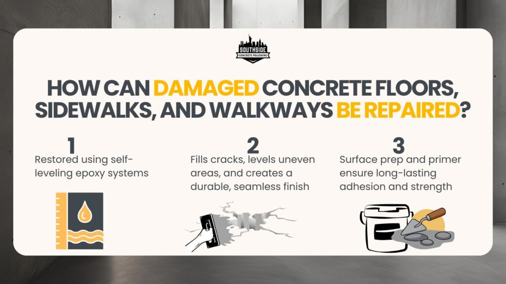 How Can Damaged Concrete Floors, Sidewalks, and Walkways Be Repaired