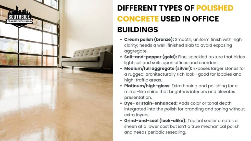 Types Of Polished Concrete Used in Office Buildings