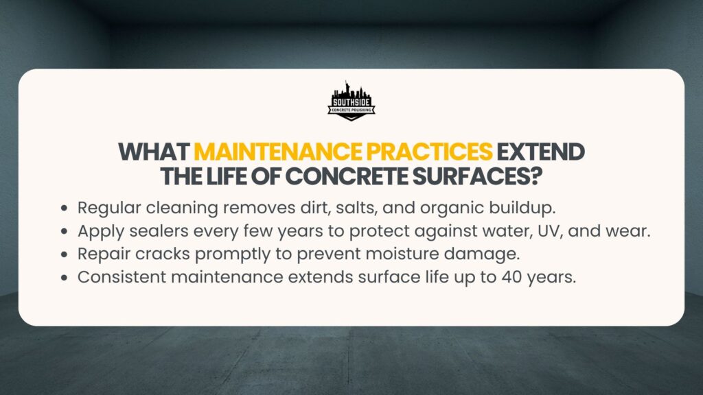 What Maintenance Practices Extend the Life of Commercial Concrete Surfaces?
