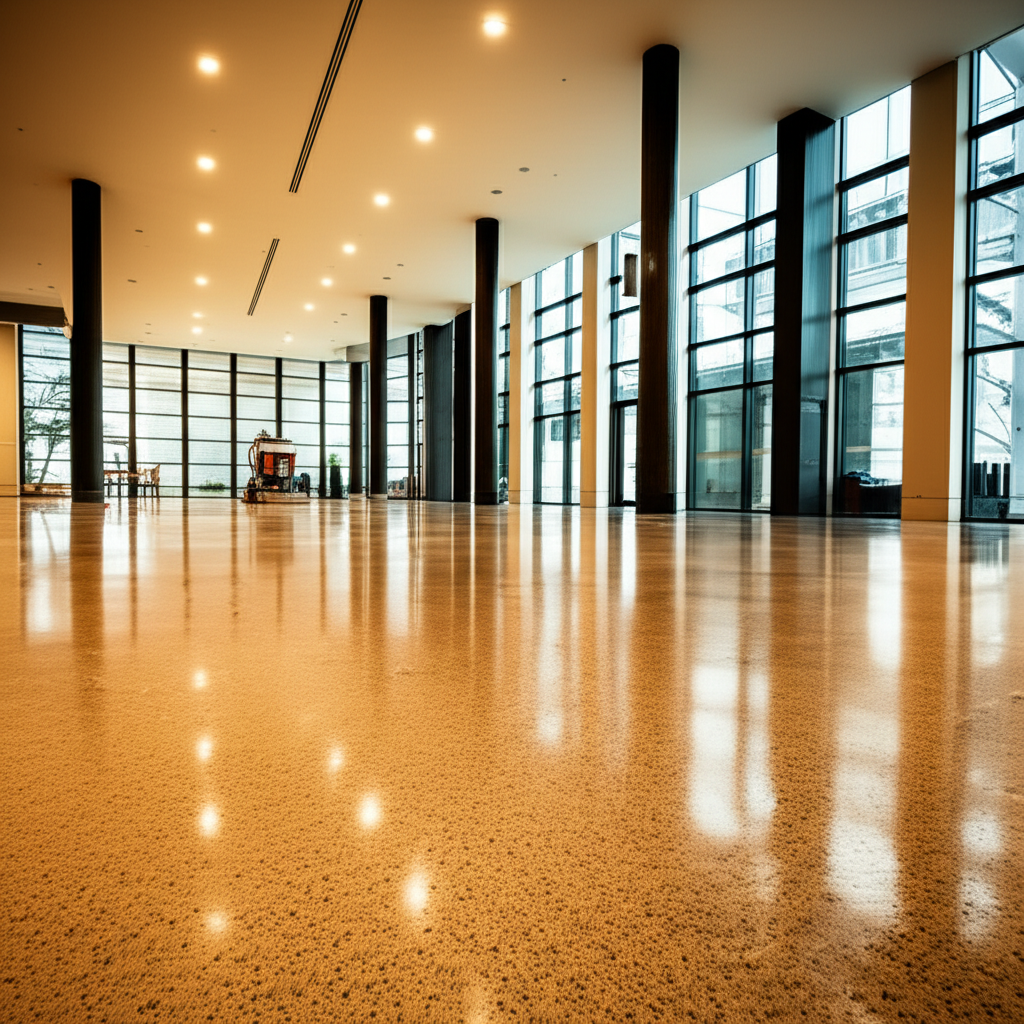 Southside Concrete Polishing team on a freshly polished commercial floor