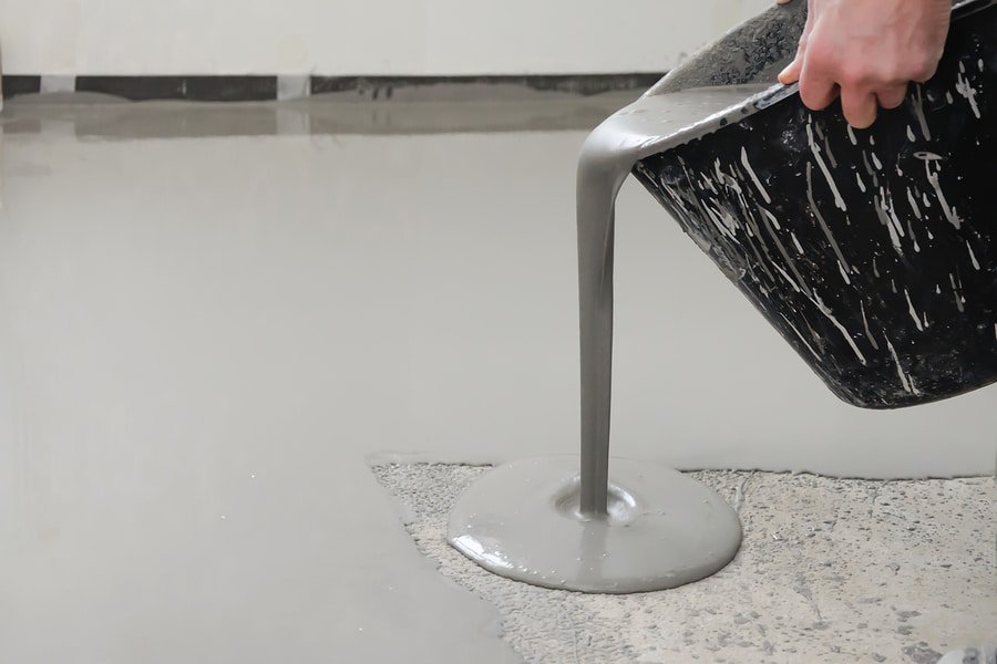 pouring the self leveling epoxy